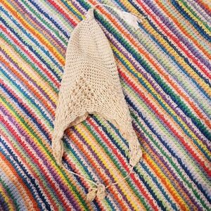 Vintage 1930s Hand-Crocheted Mesh Baby Bonnet - Delicate Christening Cap